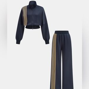 Commense Women's Navy and Gold Track Pants